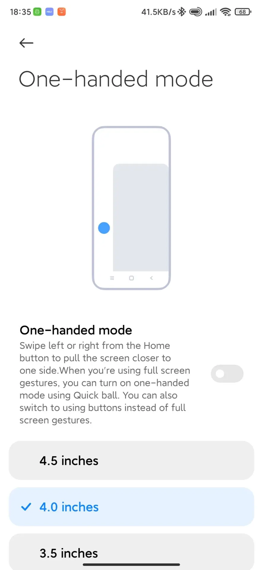 Xiaomi One-handed mode